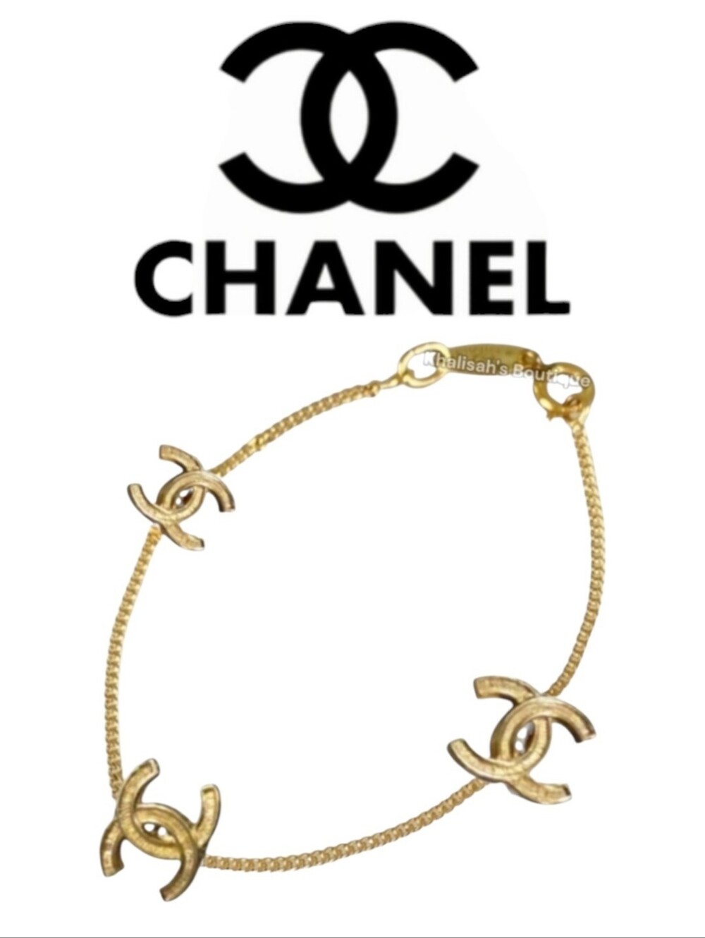 Ultra Rare!!! NEW! Authentic CHANEL 1982 CC Chain 24 Carot GOLD Bracelet DAINTY